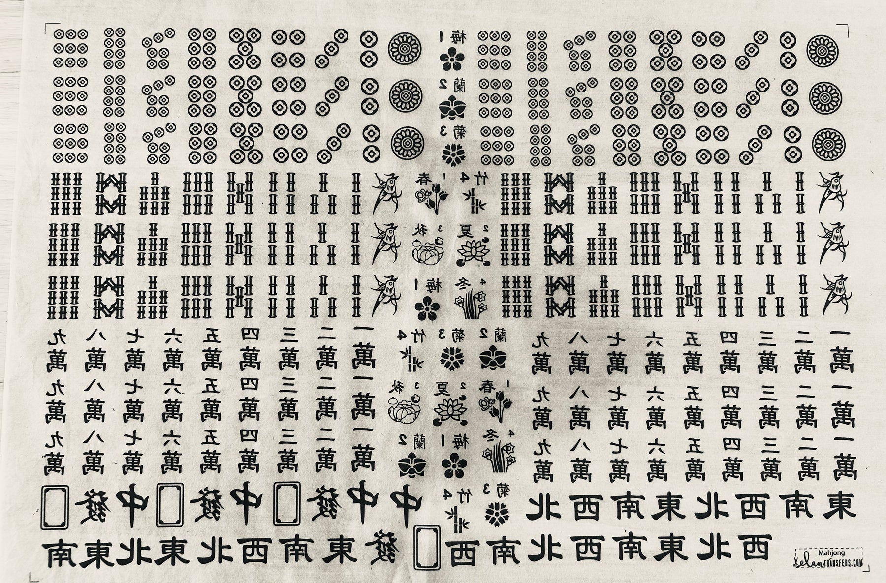 Mahjong - Underglaze Transfer Sheet - Black
