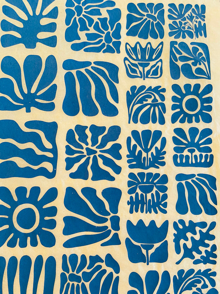 Wood Block Flowers - Underglaze Transfer Sheet