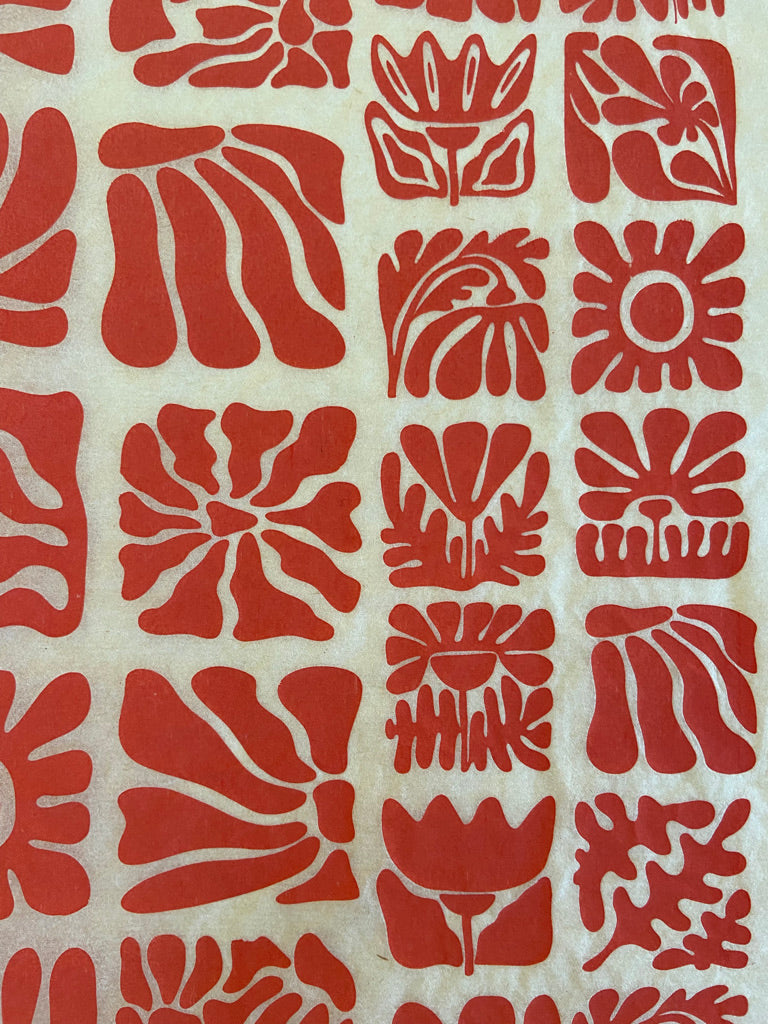Wood Block Flowers - Underglaze Transfer Sheet