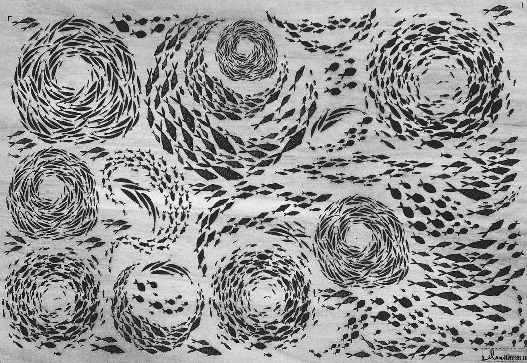 Fish School - Underglaze Transfer Sheet
