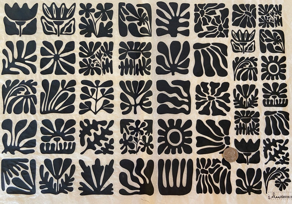 Wood Block Flowers - Underglaze Transfer Sheet