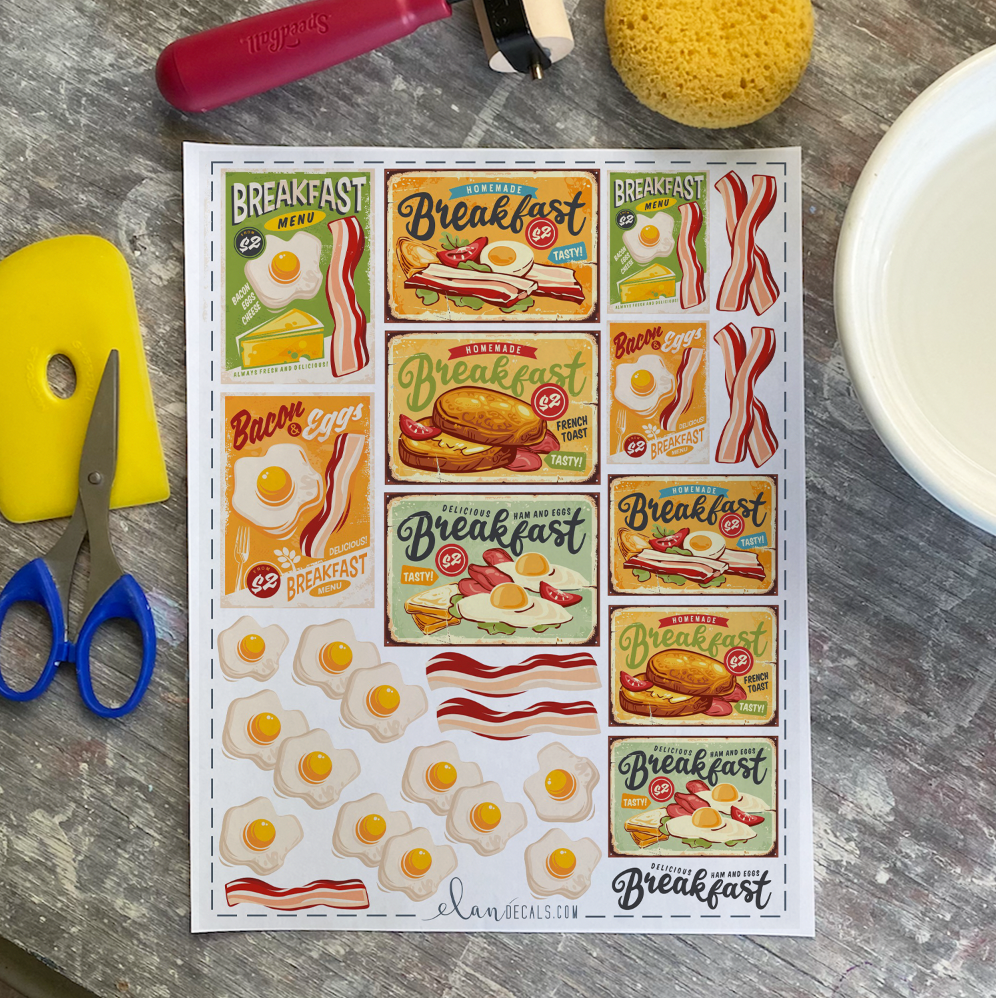 Bacon and Eggs - Overglaze Decal Sheet