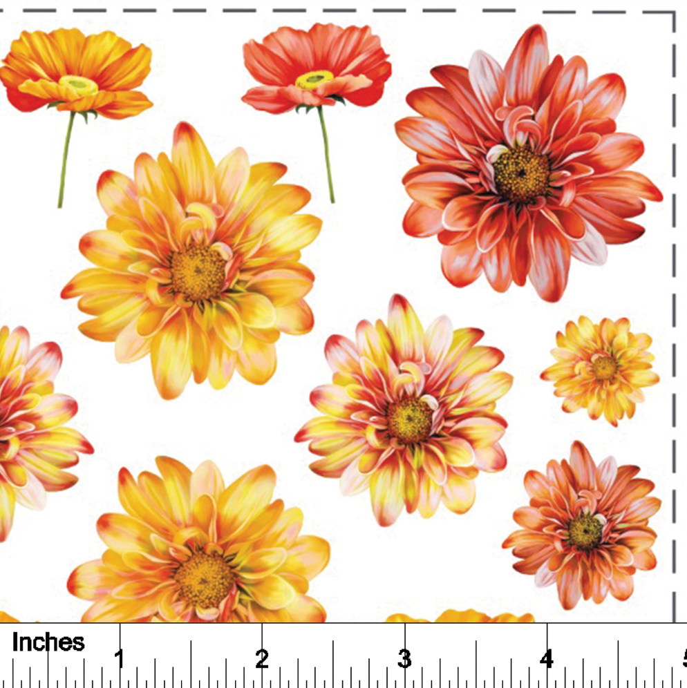 Shades of Orange Flowers - Overglaze Decal Sheet
