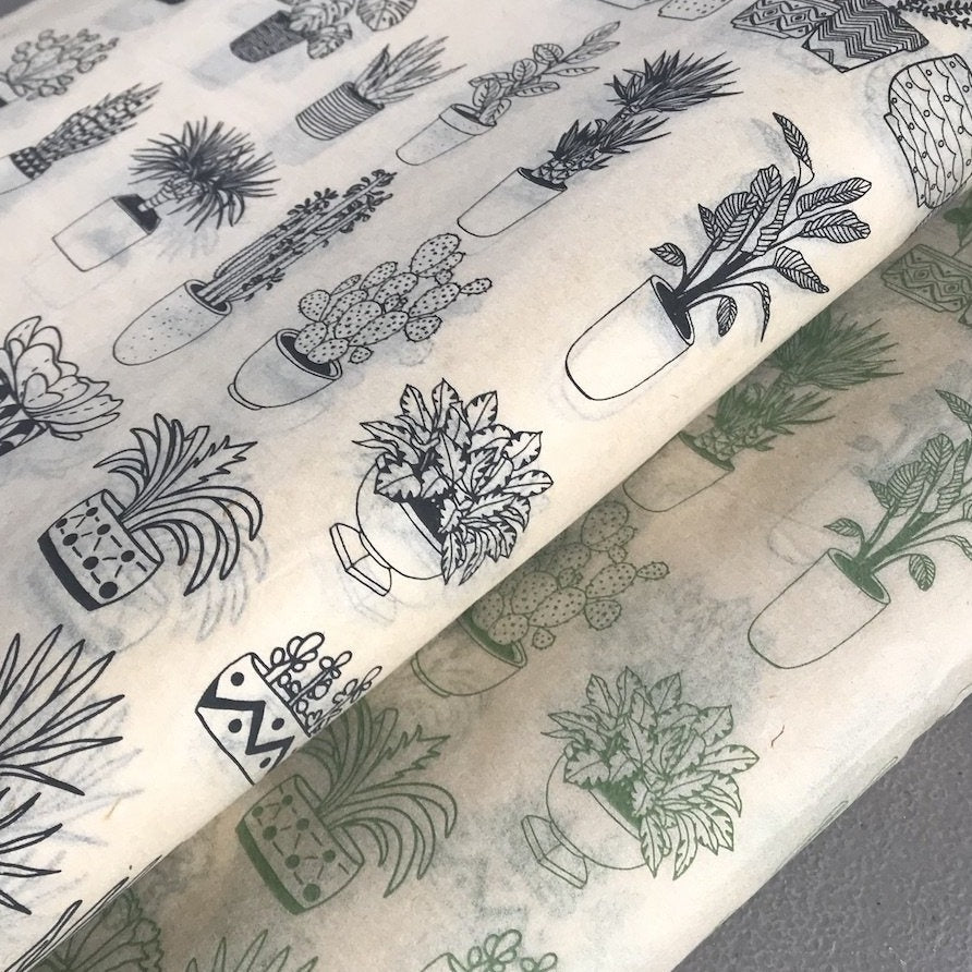 transfer potted plants Underglaze Transfer Sheets by Elan Pottery, Potted Plants-White