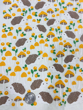 Hedgehogs and Shrooms  - Underglaze Transfer Sheet - Multi Colored
