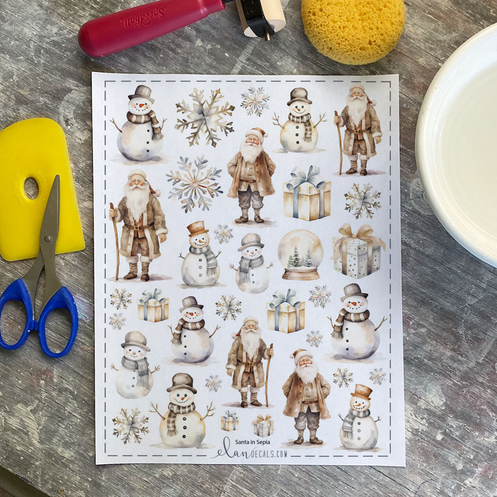 Santa in Sepia - Overglaze Decal Sheet