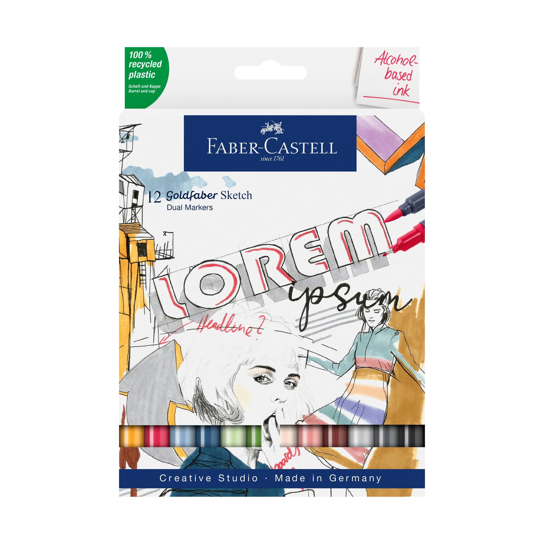 Goldfaber Sketch Markers, Wallet of 12 Vibrant Colors