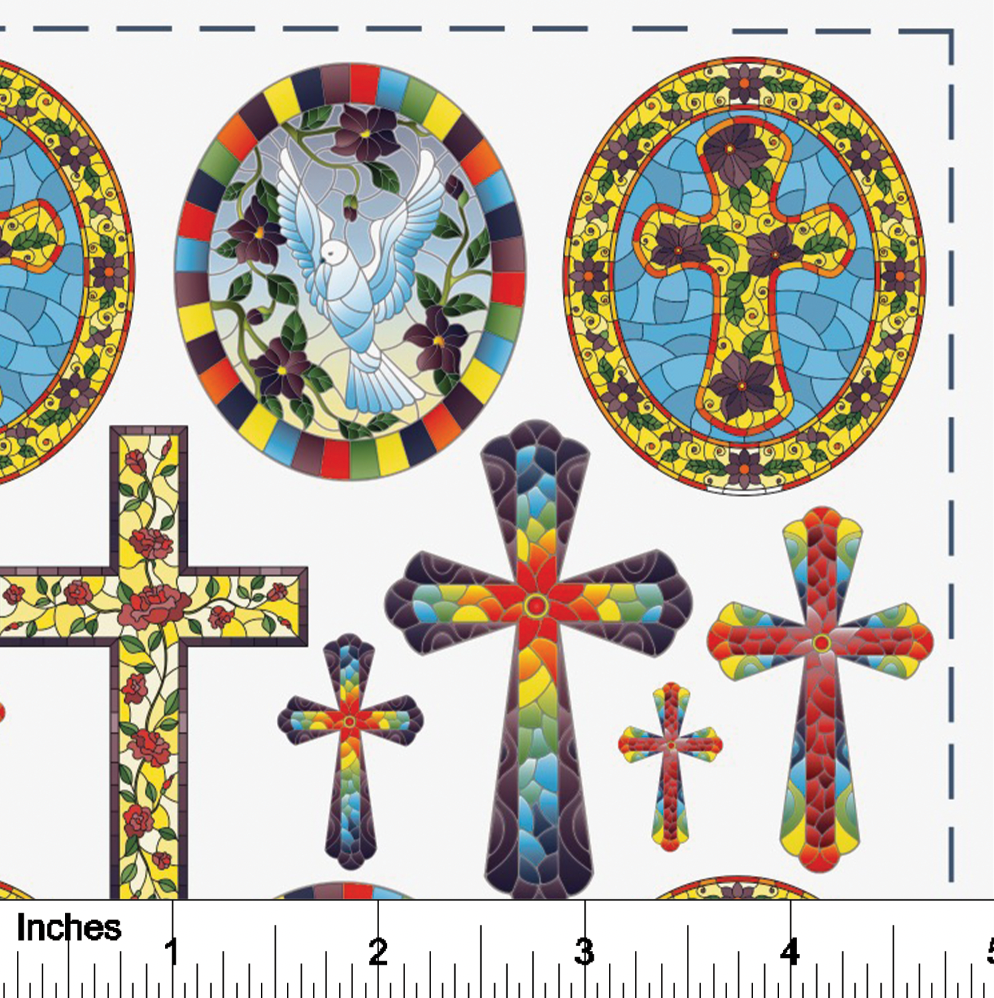 Crosses Stained Glass - Overglaze Decal Sheet