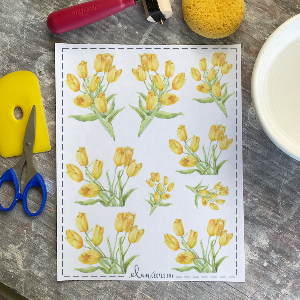 Yellow Tulips - Overglaze Decal Sheet