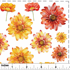 Shades of Orange Flowers  - Overglaze Decal Sheet